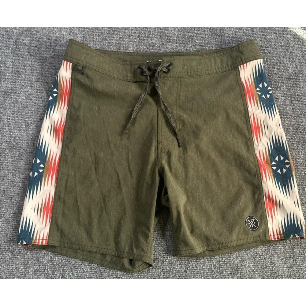 Roark Men's 32 Green Swim Trunks Lightweight Drawstring Unlined Pocket 6" Inseam